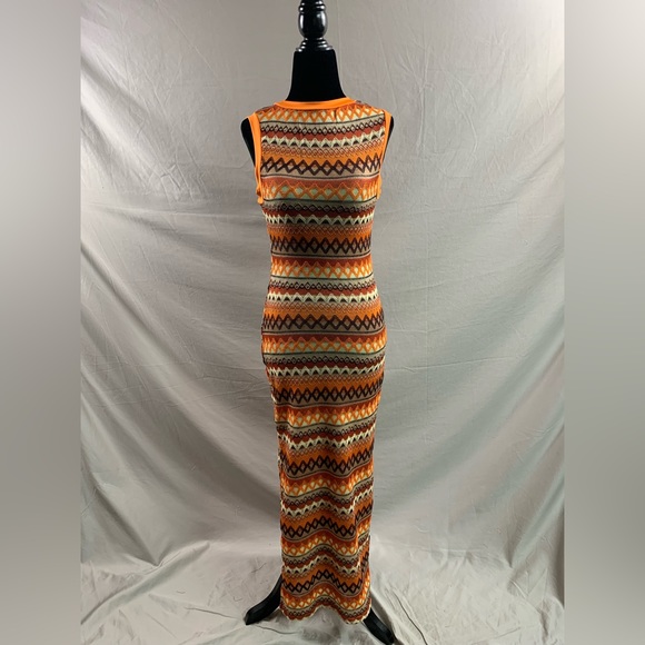 Knit Geo Print Split Thigh Tank Dress - Picture 6 of 6